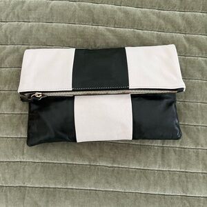 CLARE V. Black and White Clutch Bag